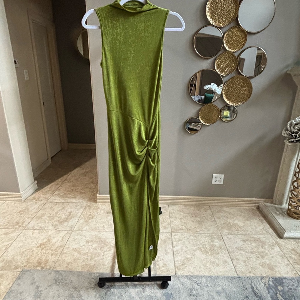 Source Unknown Green Maxi Dress with Draped Detail